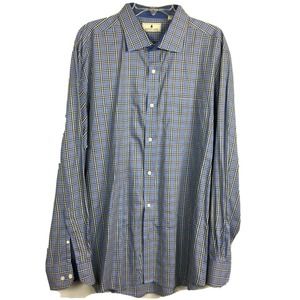 Southern‎ Pines Shirt Mens Sz XXL Blue Plaid Long Sleeve Button Up Dress